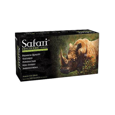 Blossom Disposables SFR-87526-B-N-PF Safari Nitrile Gloves Small Black 100/Bx