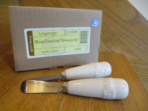 Longaberger ivory Spreader Set/2 Pottery handy nib *shipping included!*
