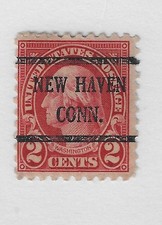 US Scott # 634b, 2 cents carmine lake, NEW HAVEN CONN. 1929 , cat. $500