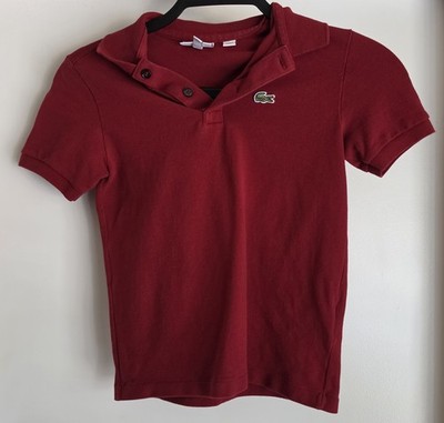 Lacoste Kids Polo Shirt Size 8 Red Short Sleeve 100% Cotton Classic Casual