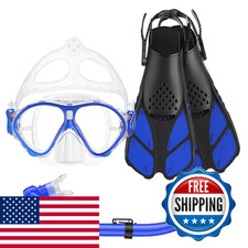Seovediary Kids Snorkel Set Mask Fins Snorkeling Gear For Kids Anti-Fog Swim