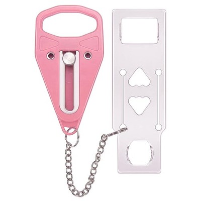 Portable Door Lock Extra Security 5.125 x 1.68 x 0.06 inches, 1 Pink
