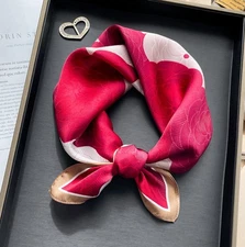 100% Mulberry Silk Scarf Women Flower Neckerchief  20'' Square Small Bandana C6