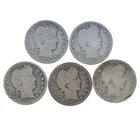 Barber 25C Silver Quarters Lot Mixed Dates 1898, 1900, 1906-O, 1907, 1908-D