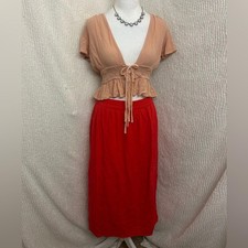 GAP Linen Skirt & Forever 21 Peasant Top Set Size S Boho Cottagecore