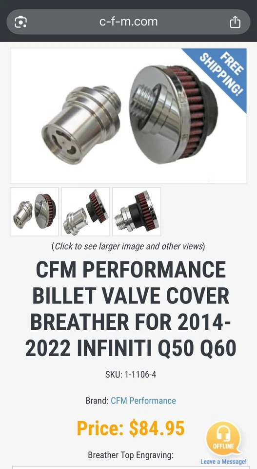 CFM Performance Billet Aluminum Valve Cover Oil Cap Breather for Nissan Infiniti - Image 3 of 4