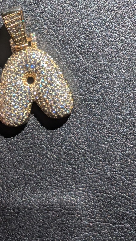 Gold Tone Asymmetrical Cubic Zirconia Pendant Necklace, Curb Chain