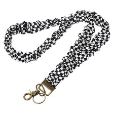 Scrunchie Teacher Lanyards, 1 Pack ID Holder, Black White