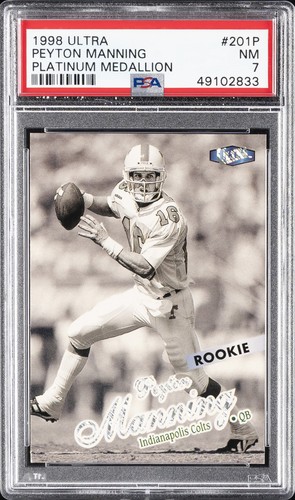 1998 FLEER ULTRA PLATINUM MEDALLION #201P PEYTON MANNING #/66 PSA 7