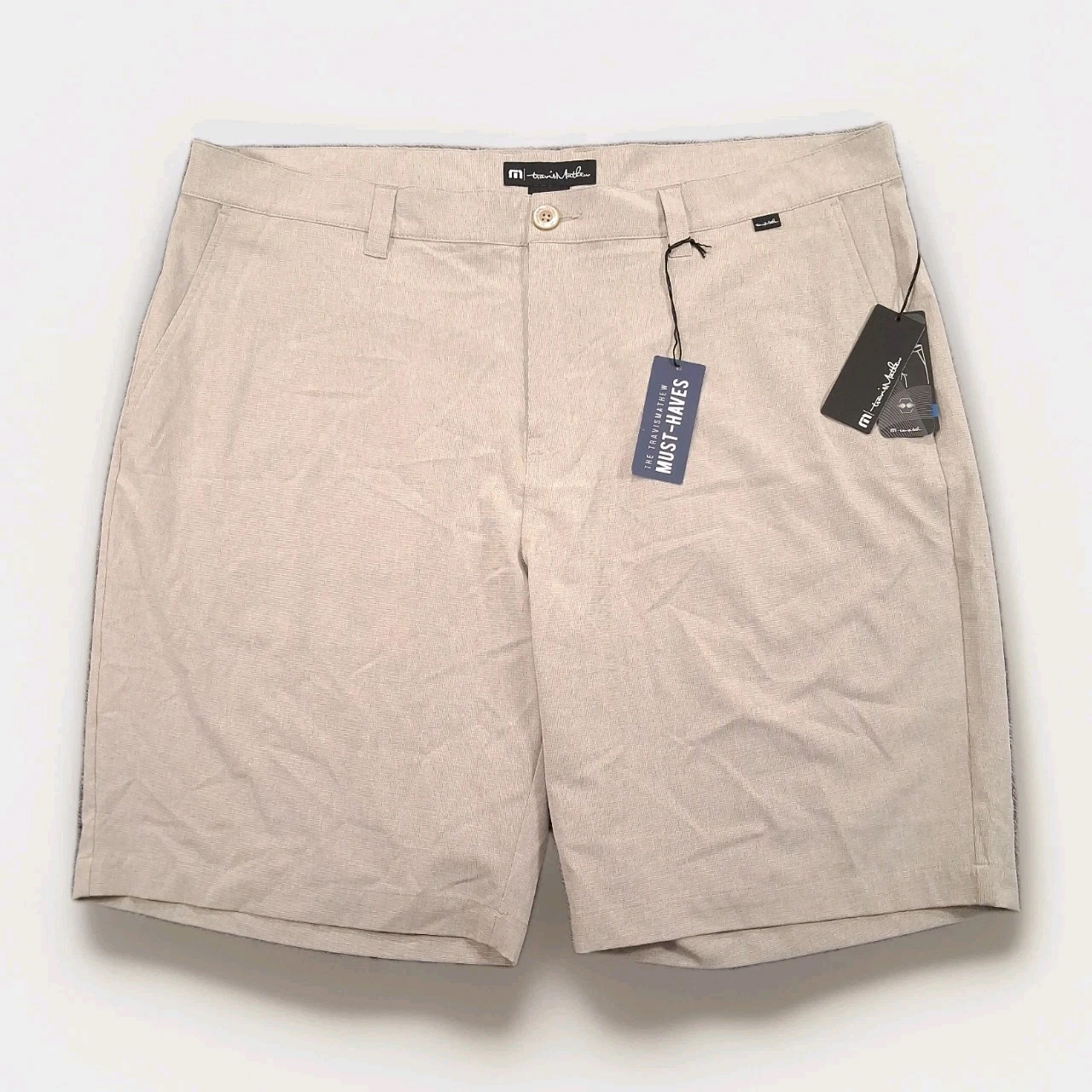NEW Travis Mathew Beck Shorts Mens 40 Khaki Performance Golf Stretch Comfort 9.5