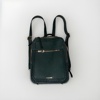Calpak Kaya Emerald Green Mini Backpack Travel Gold Faux Leather