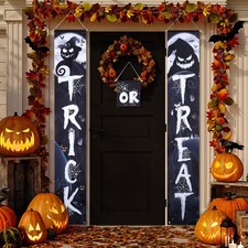3 Pieces Halloween Trick or Treat Porch Signs Banner Decor Halloween Porch Welc