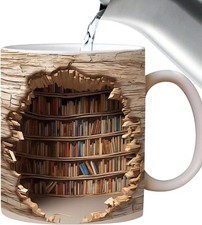 3D Buchregal Keramiktasse, Bibliothek Design, Lustige Geschenkidee