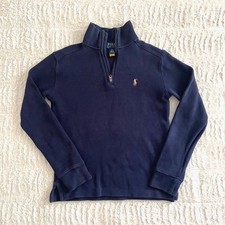 Polo Ralph Lauren Navy Blue 1/4 Zip Pullover Kids Size M 10/12 Boy Sweater Shirt
