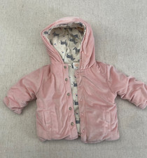 Wonder Nation Jacket Girls 6-9M Pink Hooded Zebra Lined Coat Pockets Snap