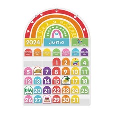 Rainbow Calendar Pocket Chart for Classroom  Home with 96 Activity Cards-Day...
