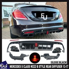 FÜR MERCEDES S KLASSE S63 W222 B STYLE AMG HECKDIFFUSOR ENDROHR GLANZ BLK 13-17 FÜR MERCEDES S KLASSE S63 W222 B STYLE AMG HECKDIFFUSOR ENDROHR GLANZ BLK 13-17