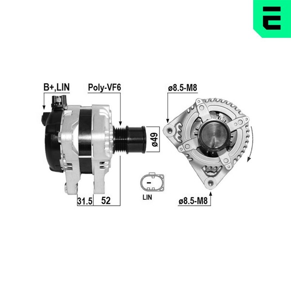 ERA Lichtmaschine Generator 150 A 12 V FüR Ford Fiesta VI B-Max 1.0 Ecoboost-image