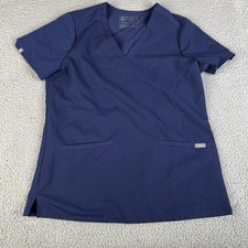 Figs Catarina Scrub Top Womens S One Pocket V-Neck FW1000 Message Nurse Blue