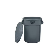 BRUTE 20 Gal. Grey Vented Plastic Outdoor Trash Can with Lid for Restaurants/...