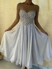Ballroom Competition Dress XS/S White Transparent Rhinestones SWEET LOVELY