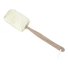 Wood Handle Stick Shower Loofah Exfoliating Sponge Bath Body Back Scrub Washer