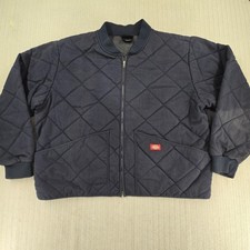 Dickies Diamond Quilted Nylon Jacket Coat Mens 3XL Black Fleece Lined Full Zip
