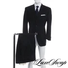 Canali Exclusive Collection Made in Italy Black Super 150s Dotted Stripe Suit 52