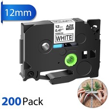 200pk TZe-R231 TZ-R231 Ribbon Tape Black on White For Brother PT-550 PT-D800W