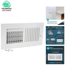 Adjustable Air Vent Cover - 10 x 4 Inch Solid Steel Register for Home and Office