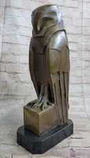 SUPERB ART DECO OWL, BRONZE STATUE DALI MARBLE BASE SCULPTURE HOTCAST FIGURINE