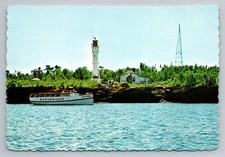 Bayfield WI Apostle Islands Chippewa Excursion Boat Lighthouse Postcard