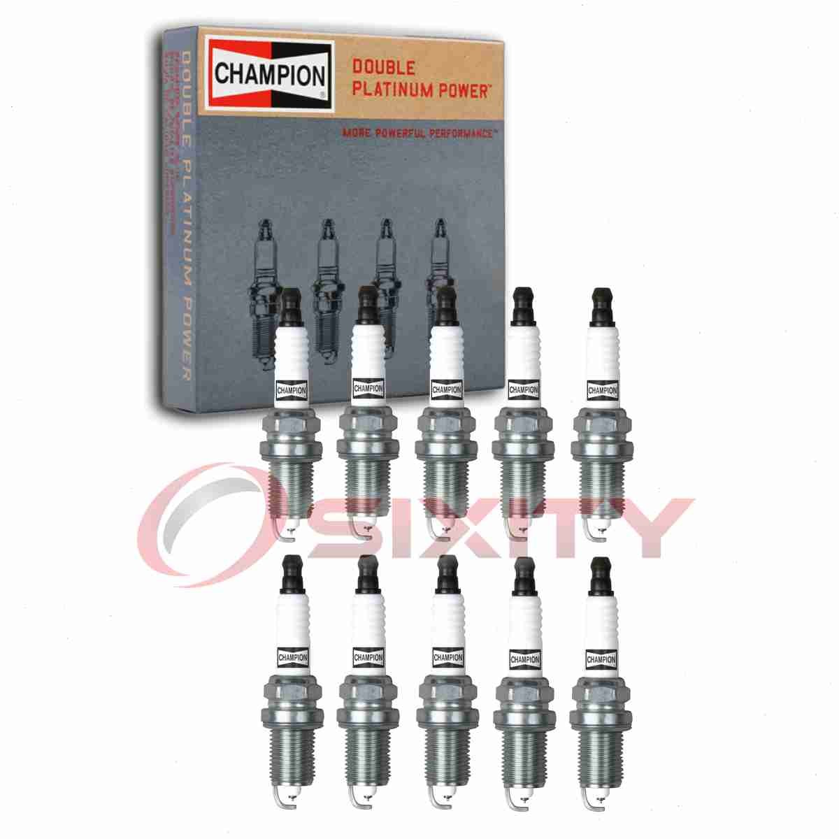 10 pc Champion Double Platinum 7318 Spark Plugs for ZFR6K11 SK20R11 fb