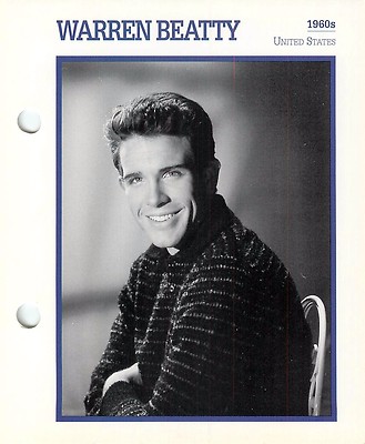 Warren Beatty 1960's Actor Movie Star Card Photo Front Biography