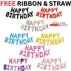 Happy Birthday Balloons Banner Balloon Bunting Party Decoration Inflating Decor.