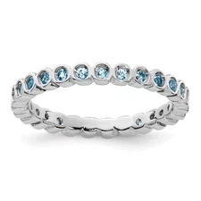 Silver Stackable Expressions Aquamarine Ring QSK364