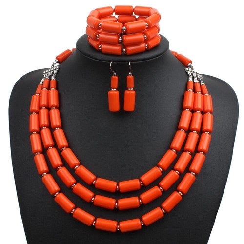 3pcs Multi Layered Beaded Necklace Earrings Bracelet Set Chunky Statement - Picture 9 of 21