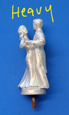 VINTAGE BRIDE AND GROOM BRONZE TOPPER THREADED BRASS TROPHY TOPPER (RARE FIND) 