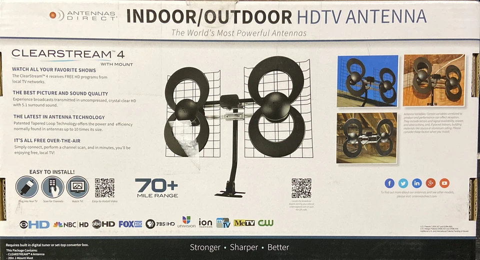 NUEVAS Antenas Directas C4-CJM ClearStream 4 UHF Antena Interior/Exterior con Montaje Nuevo 70+ Foto 2 de 4