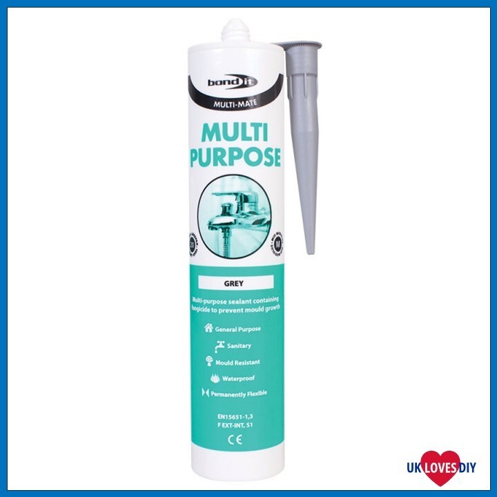 BondIt Grey Multimate Silicone Sealant Multi Purpose Sealing Kitchen Bathroom