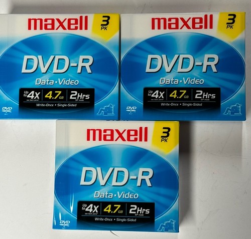Maxell DVD-R Blank Discs 4.7 GB 120 Minutes 3-3Packs With Jewel Cases NEW SEALED - 第 1/2 張圖片