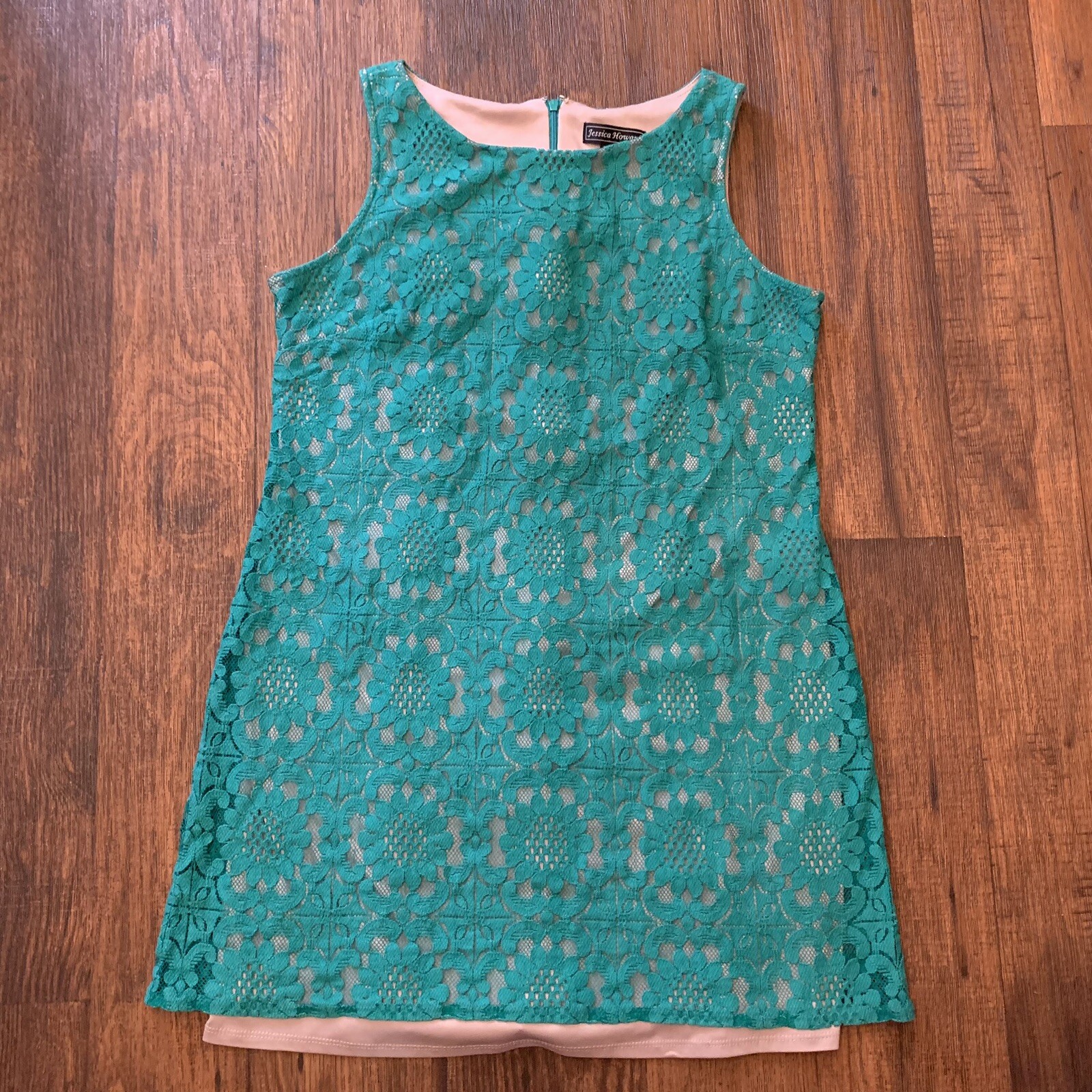 Jessica Howard mint green full lace sleeveless dress size 14P