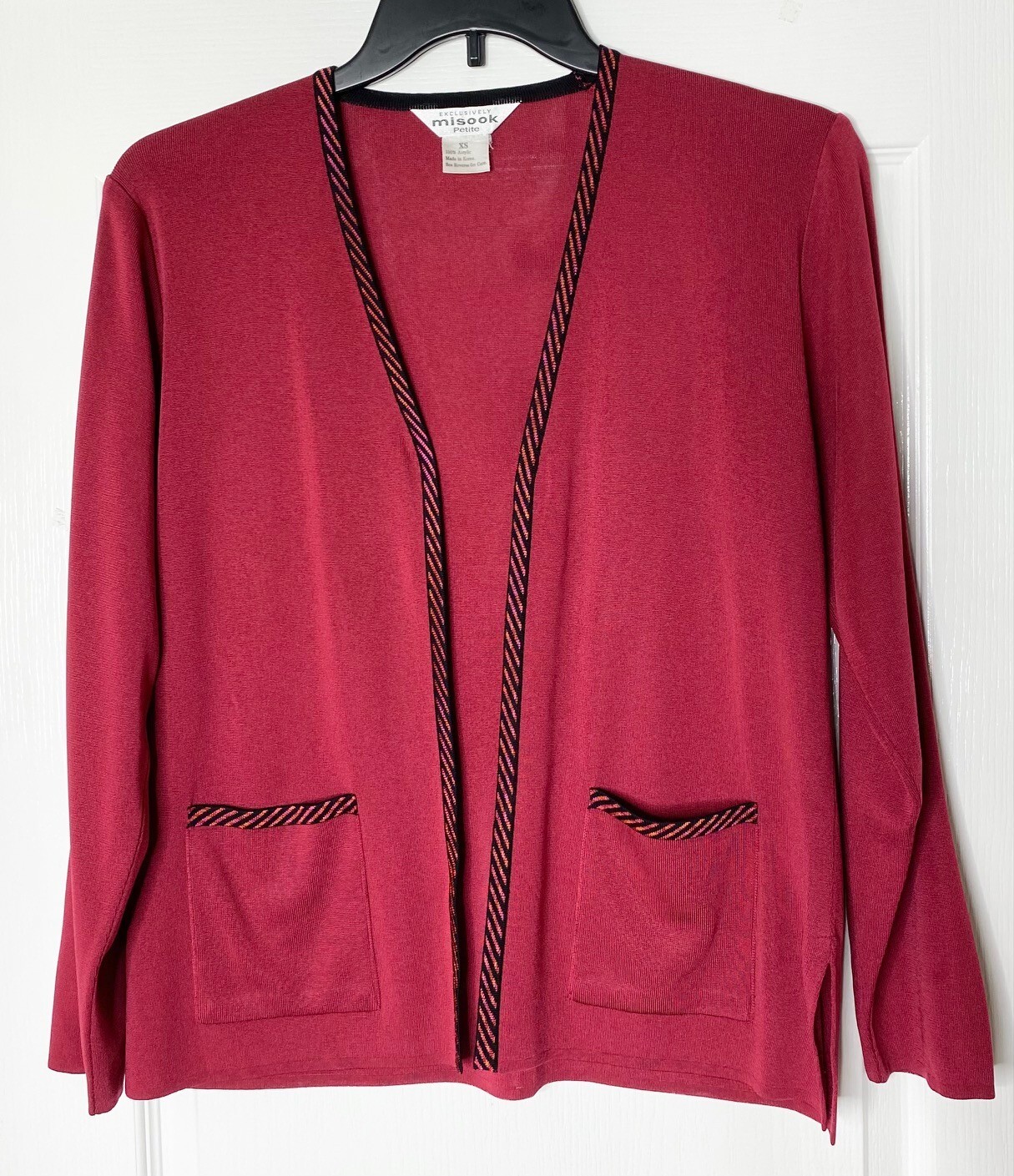 Exclusively Misook Red Stripe Patch Pockets Open … - image 1