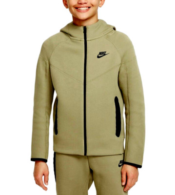NIKE TECH FLEECE Jacke mit Kapuze und Reißverschlusstasche KINDER Größe XL (ca. 14+ Jahre) grün