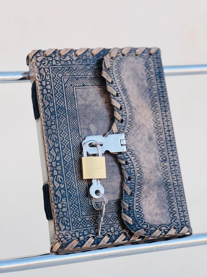Leather Diary Journal with Lock Notepad Writing Book with Lock & Key Handmade - Image 4 of 4