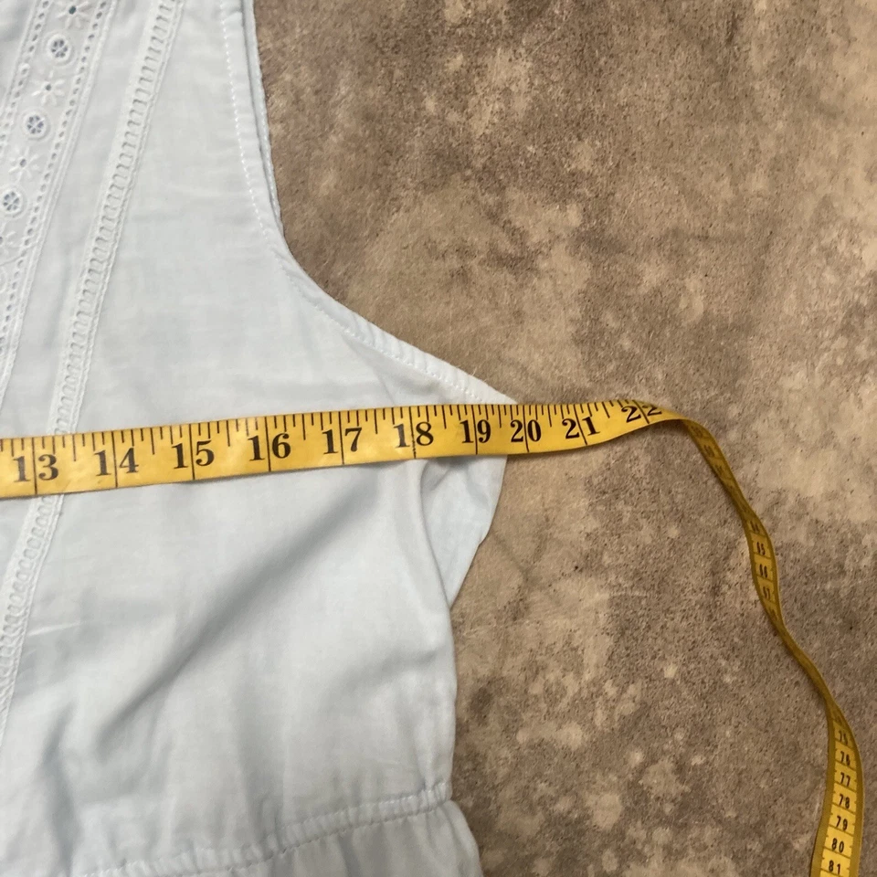 Vestido Joie para mujer talla grande azul cintura caída ojales cuello en V volantes mezcla de algodón Foto 4 de 4