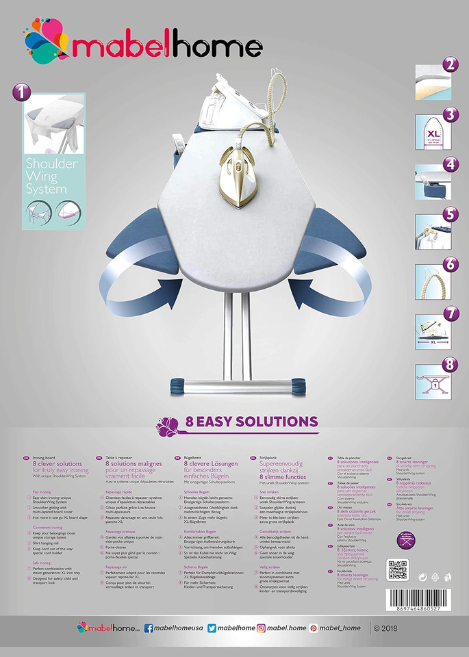 Mabel Home ExtraWide Ironing Pro Board with Shoulder Wing Folding, 8