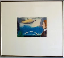 FRANK RAKONCAY 1936-1998 OIL PASTEL PAPER SIGNED SURREALISM FIGURATIVO AMERICAN