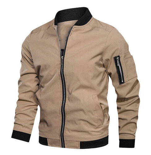 NEU Herren Full Zip Bomber Jacke Leicht Windjacke Freizeit Frühling Herbst Dünn - Bild 11 von 21
