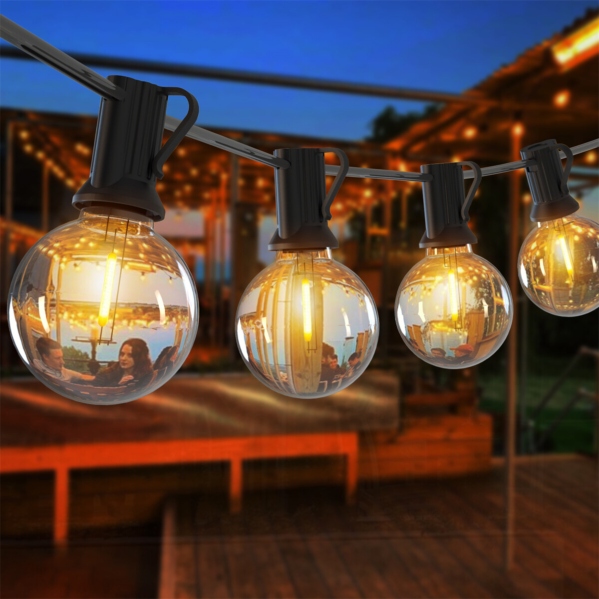 Clear Globe Patio Lights 25 Foot G30 Outdoor Globe Patio String Lights